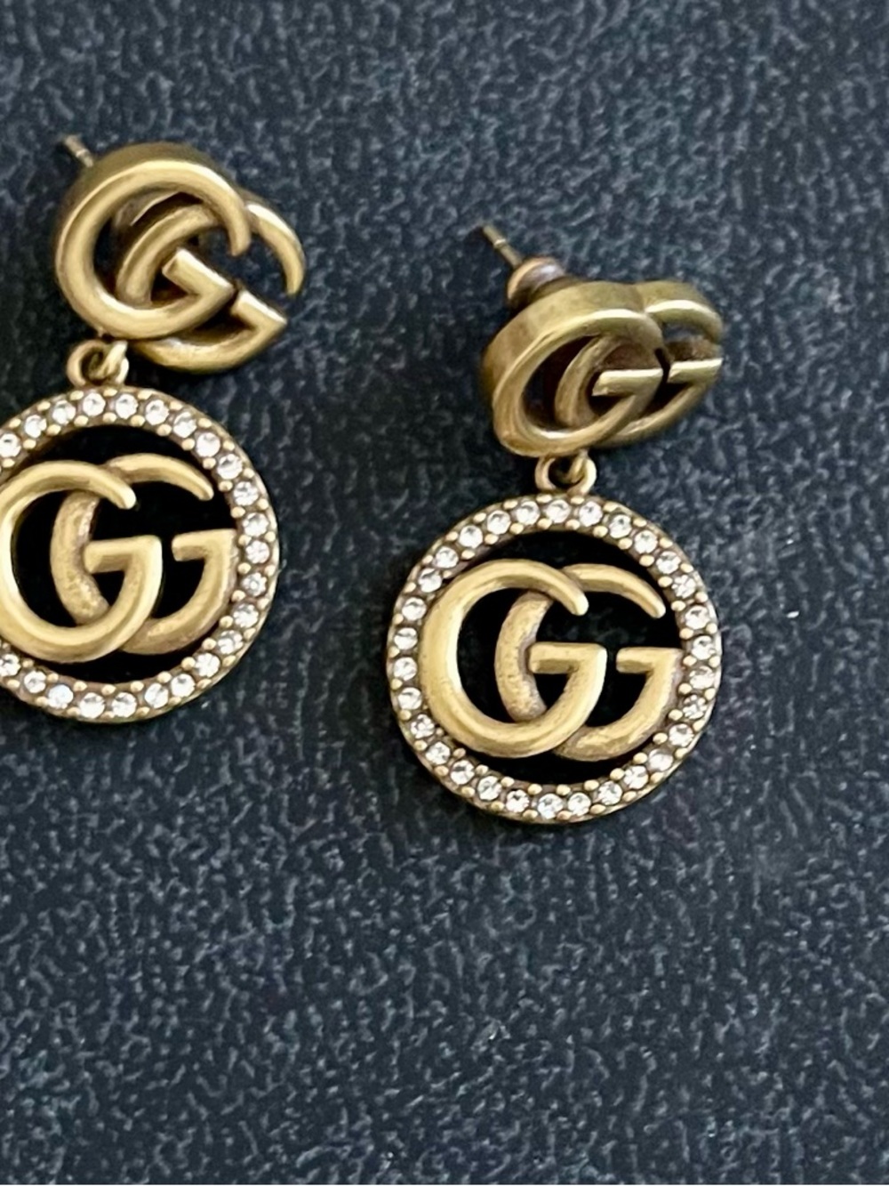 Small GG Earrings w/Bling - Picture 2 of 3